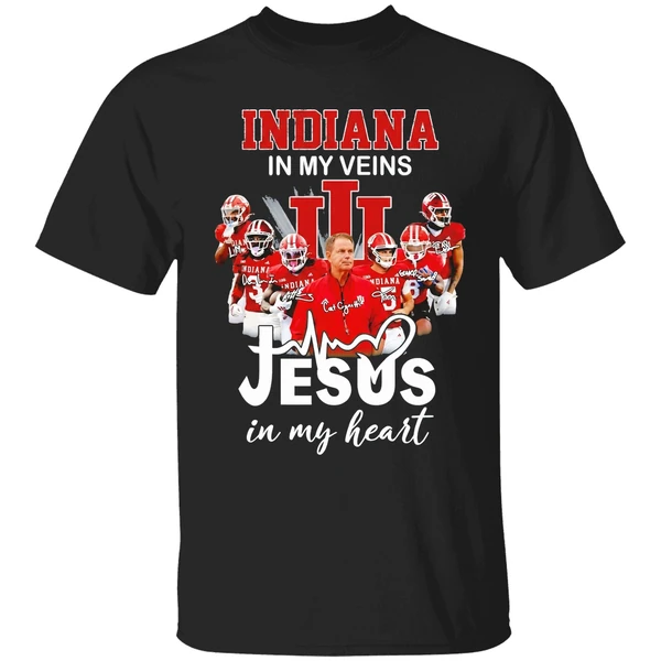 Indiana In My Veins Jesus In My Heart Signatures Team Shirt