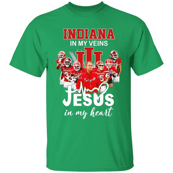 Indiana In My Veins Jesus In My Heart Signatures Team Shirt - Image 2