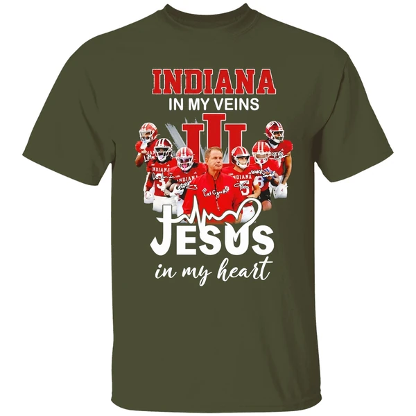 Indiana In My Veins Jesus In My Heart Signatures Team Shirt - Image 4