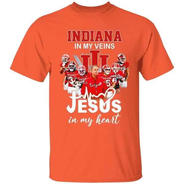Indiana In My Veins Jesus In My Heart Signatures Team Shirt - Image 6
