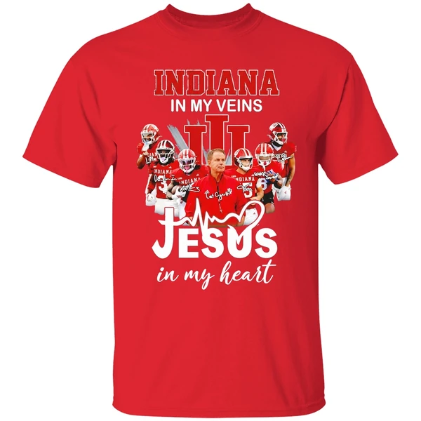 Indiana In My Veins Jesus In My Heart Signatures Team Shirt - Image 7