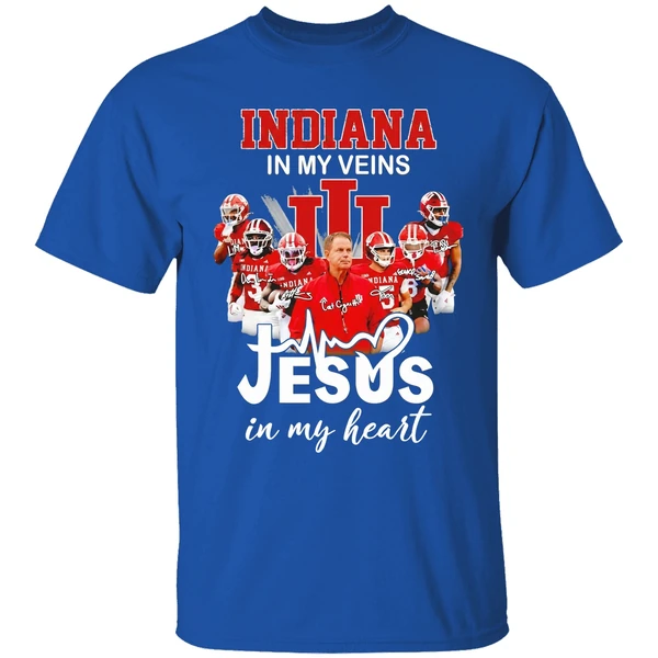 Indiana In My Veins Jesus In My Heart Signatures Team Shirt - Image 8