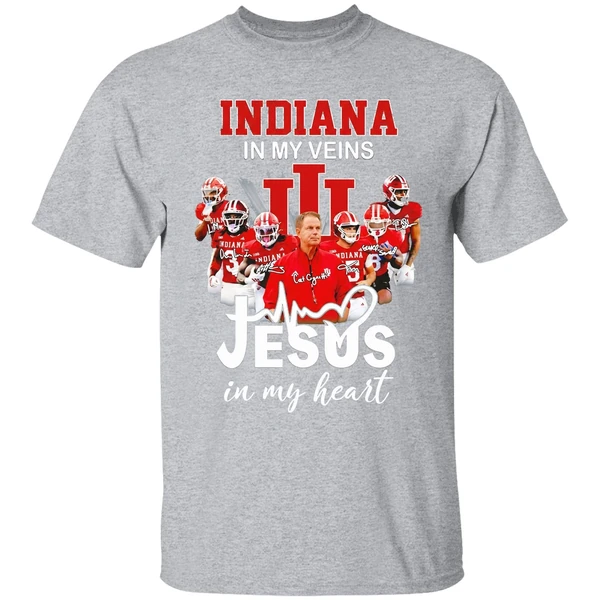 Indiana In My Veins Jesus In My Heart Signatures Team Shirt - Image 9