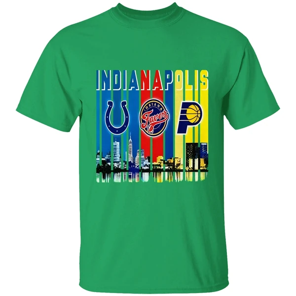Indianapolis City Skyline Indianapolis Colts Indiana Fever Indiana Pacers Shirt - Image 8