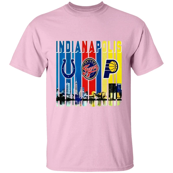 Indianapolis City Skyline Indianapolis Colts Indiana Fever Indiana Pacers Shirt - Image 2