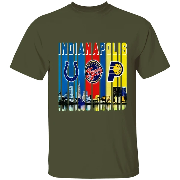 Indianapolis City Skyline Indianapolis Colts Indiana Fever Indiana Pacers Shirt - Image 3