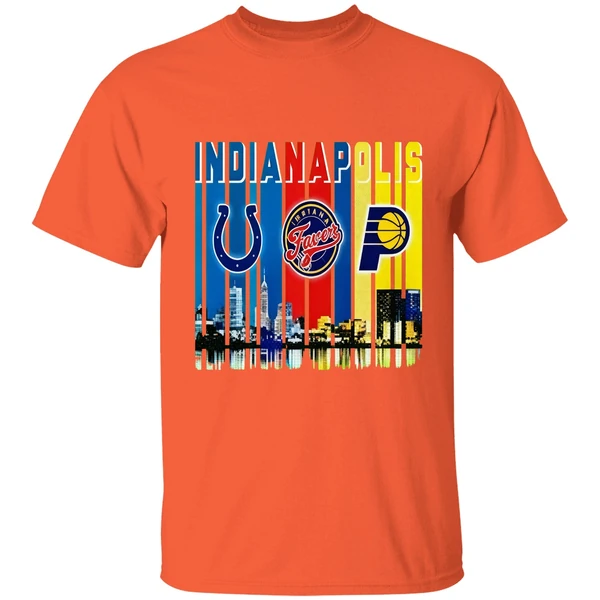 Indianapolis City Skyline Indianapolis Colts Indiana Fever Indiana Pacers Shirt - Image 5