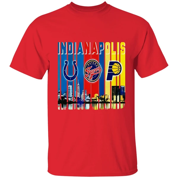Indianapolis City Skyline Indianapolis Colts Indiana Fever Indiana Pacers Shirt - Image 6