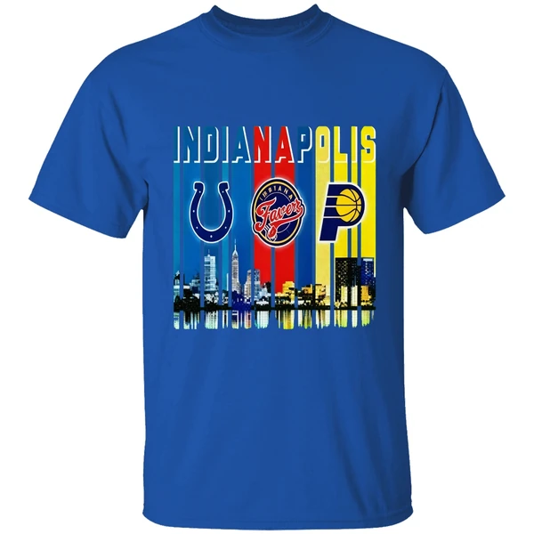 Indianapolis City Skyline Indianapolis Colts Indiana Fever Indiana Pacers Shirt - Image 7
