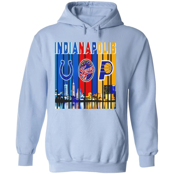Indianapolis Colts Indiana Fever And Indiana Pacers Skyline Logo Hoodie - Image 4