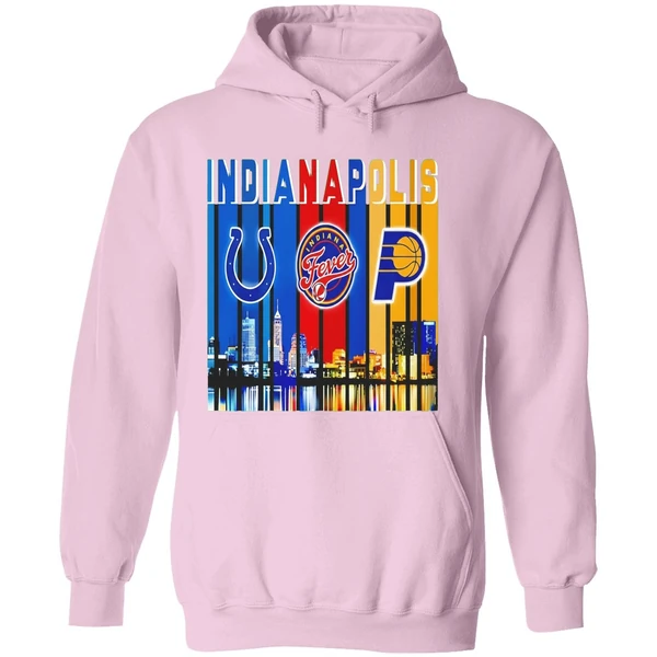 Indianapolis Colts Indiana Fever And Indiana Pacers Skyline Logo Hoodie - Image 5