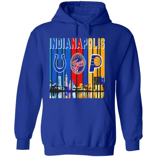 Indianapolis Colts Indiana Fever And Indiana Pacers Skyline Logo Hoodie - Image 7