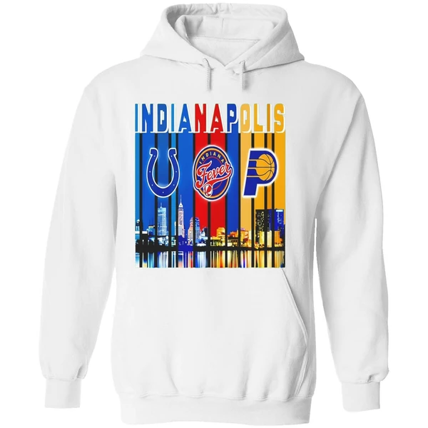 Indianapolis Colts Indiana Fever And Indiana Pacers Skyline Logo Hoodie - Image 8