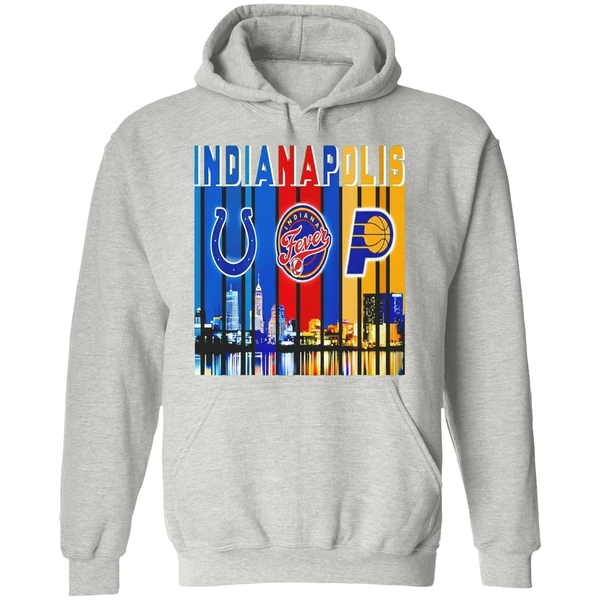 Indianapolis Colts Indiana Fever And Indiana Pacers Skyline Logo Hoodie - Image 9