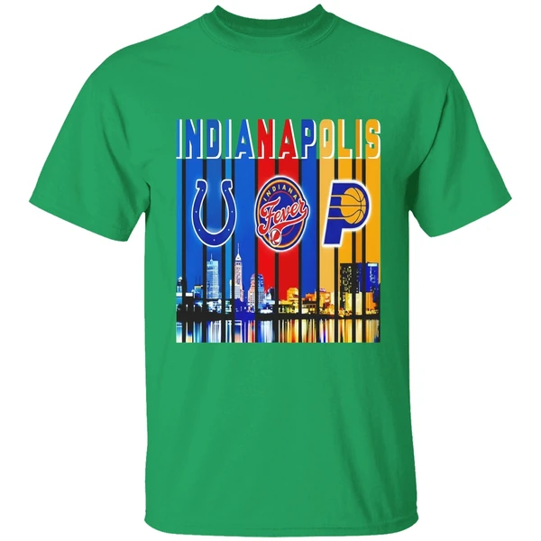 Indianapolis Colts Indiana Fever And Indiana Pacers Skyline Logo Shirt - Image 2