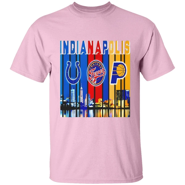 Indianapolis Colts Indiana Fever And Indiana Pacers Skyline Logo Shirt - Image 3
