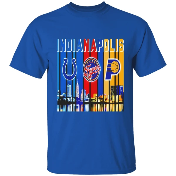 Indianapolis Colts Indiana Fever And Indiana Pacers Skyline Logo Shirt - Image 8