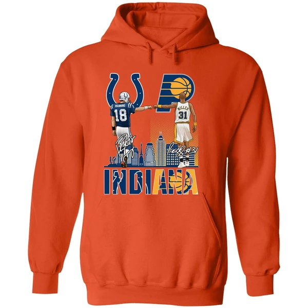 Indianapolis Colts Indiana Pacers Peyton Manning Vs Reggie Miller Hoodie - Image 6