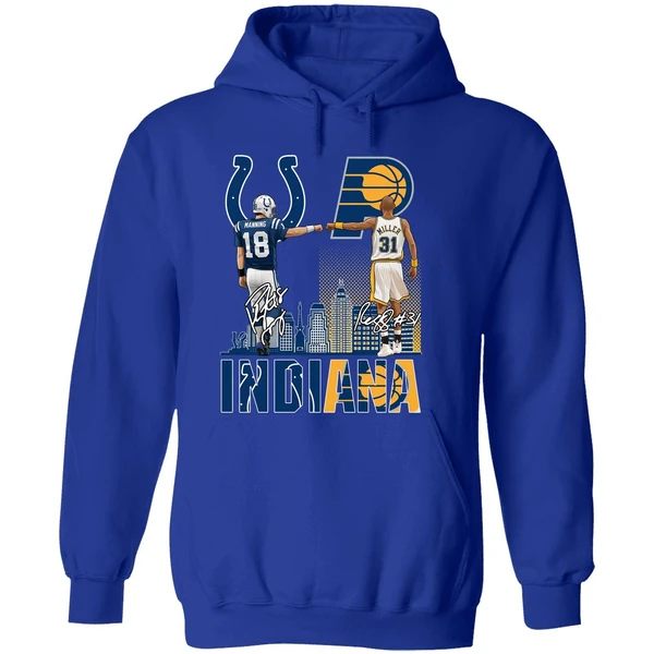 Indianapolis Colts Indiana Pacers Peyton Manning Vs Reggie Miller Hoodie - Image 7