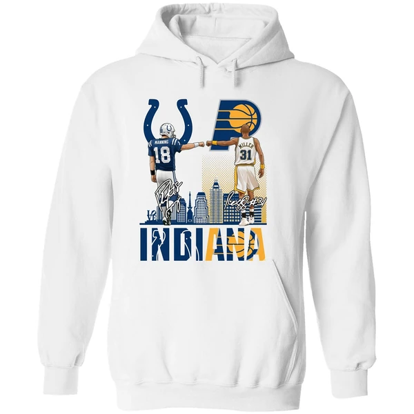 Indianapolis Colts Indiana Pacers Peyton Manning Vs Reggie Miller Hoodie - Image 8