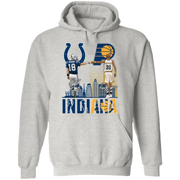 Indianapolis Colts Indiana Pacers Peyton Manning Vs Reggie Miller Hoodie - Image 9