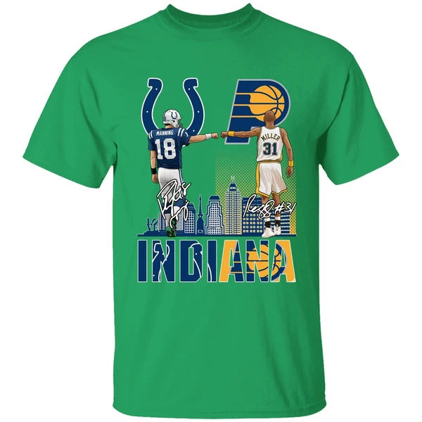 Indianapolis Colts Indiana Pacers Peyton Manning Vs Reggie Miller Shirt - Image 2