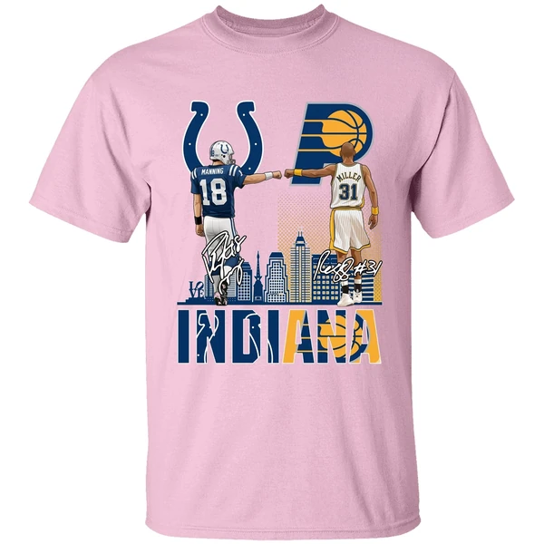indianapolis colts indiana pacers peyton manning vs reggie miller shirt lightpink