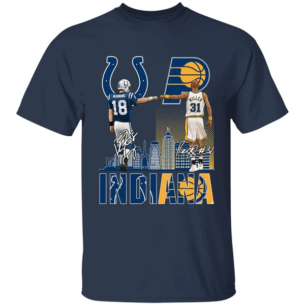 Indianapolis Colts Indiana Pacers Peyton Manning Vs Reggie Miller Shirt - Image 5