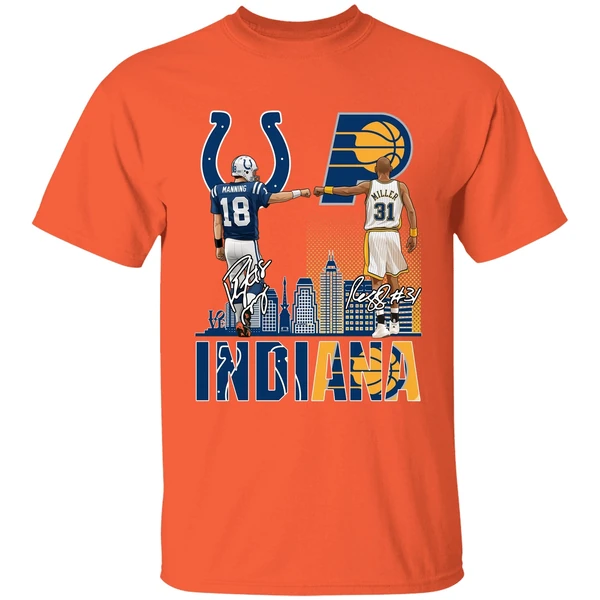 Indianapolis Colts Indiana Pacers Peyton Manning Vs Reggie Miller Shirt - Image 6