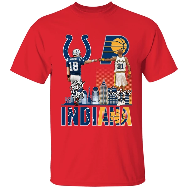 Indianapolis Colts Indiana Pacers Peyton Manning Vs Reggie Miller Shirt - Image 7