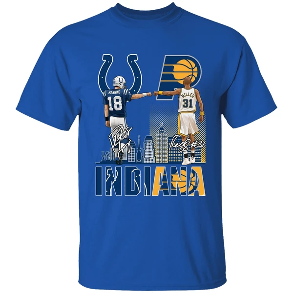 Indianapolis Colts Indiana Pacers Peyton Manning Vs Reggie Miller Shirt - Image 8
