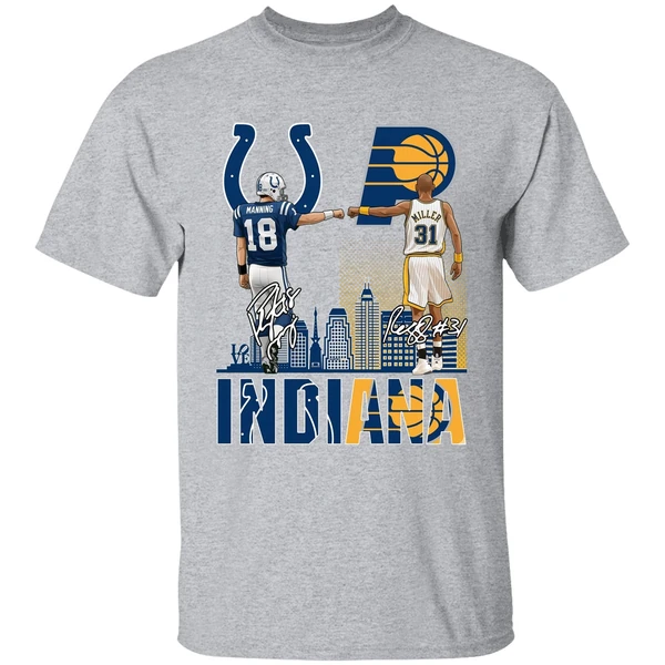 Indianapolis Colts Indiana Pacers Peyton Manning Vs Reggie Miller Shirt - Image 9