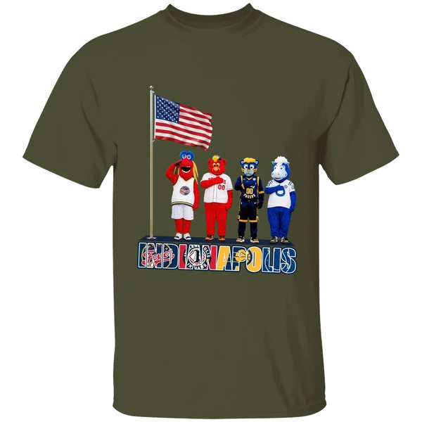 indianapolis sports team mascots patriotic salute shirt militarygreen