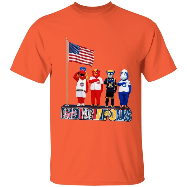 indianapolis sports team mascots patriotic salute shirt orange