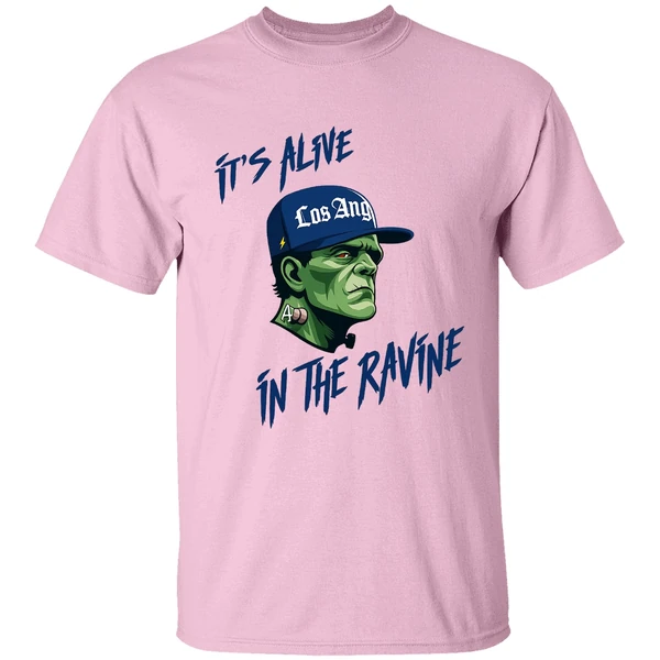 It's Alive In The Ravine Los Angeles Dodgers Frankenstein Shirt - Image 2