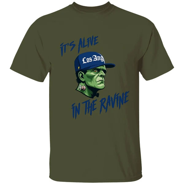 It's Alive In The Ravine Los Angeles Dodgers Frankenstein Shirt - Image 3