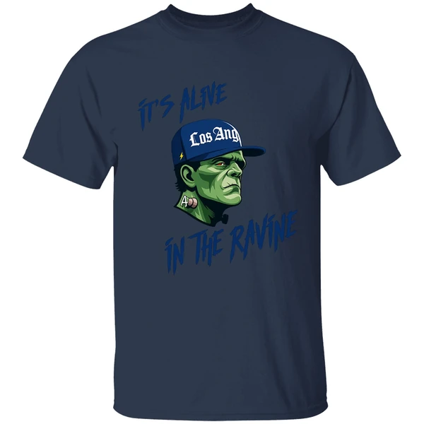 It's Alive In The Ravine Los Angeles Dodgers Frankenstein Shirt - Image 4