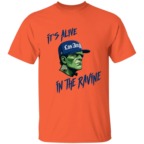 It's Alive In The Ravine Los Angeles Dodgers Frankenstein Shirt - Image 5