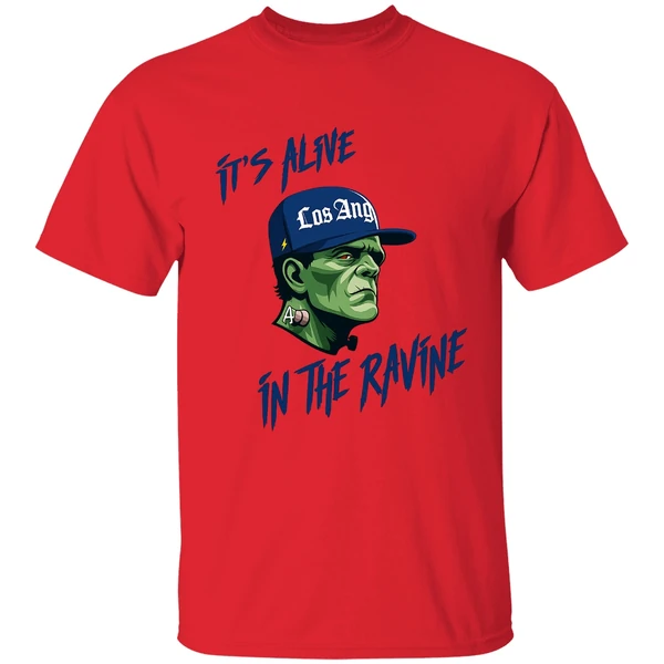 It's Alive In The Ravine Los Angeles Dodgers Frankenstein Shirt - Image 6