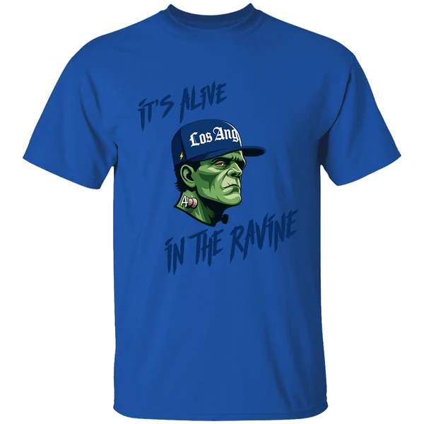 It's Alive In The Ravine Los Angeles Dodgers Frankenstein Shirt - Image 7