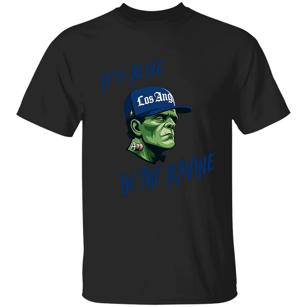 It's Alive In The Ravine Los Angeles Dodgers Frankenstein Shirt - Image 9