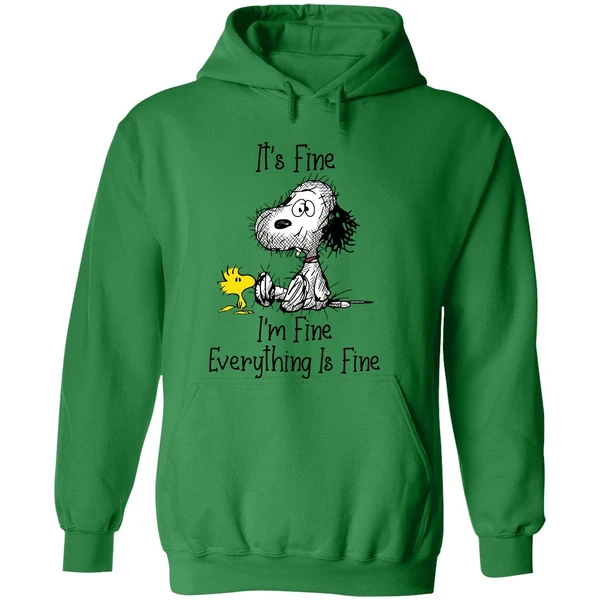 Its Fine Im Fine Everything Fine Snoopy And Woodstock Hoodie - Image 2