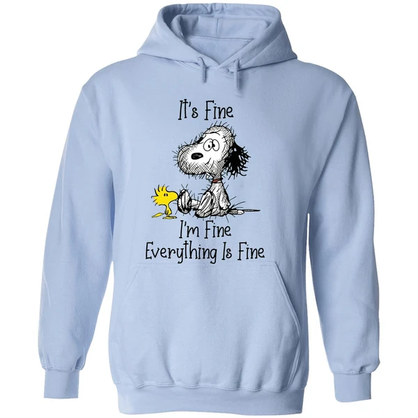 Its Fine Im Fine Everything Fine Snoopy And Woodstock Hoodie - Image 4
