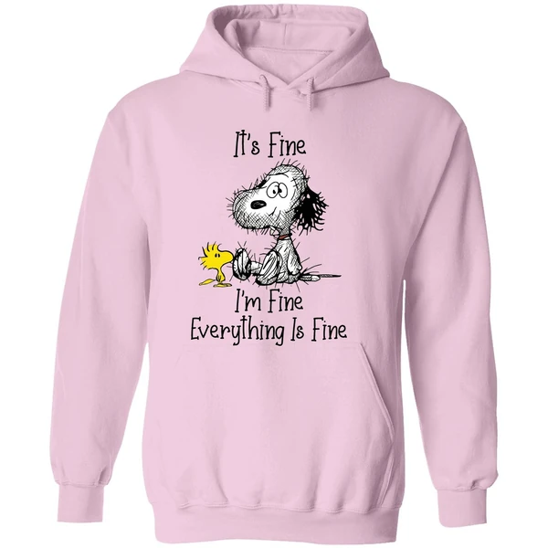 Its Fine Im Fine Everything Fine Snoopy And Woodstock Hoodie - Image 5