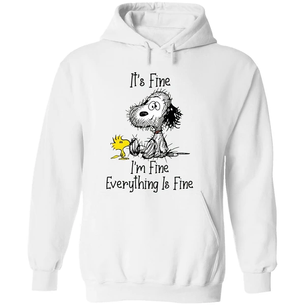 Its Fine Im Fine Everything Fine Snoopy And Woodstock Hoodie - Image 8