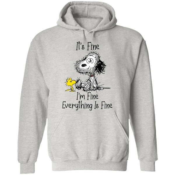 Its Fine Im Fine Everything Fine Snoopy And Woodstock Hoodie - Image 9