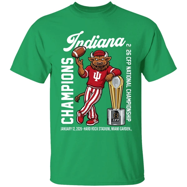 Iu Football Cfp National Champions 2026 First Time Mascot Shirt - Image 2