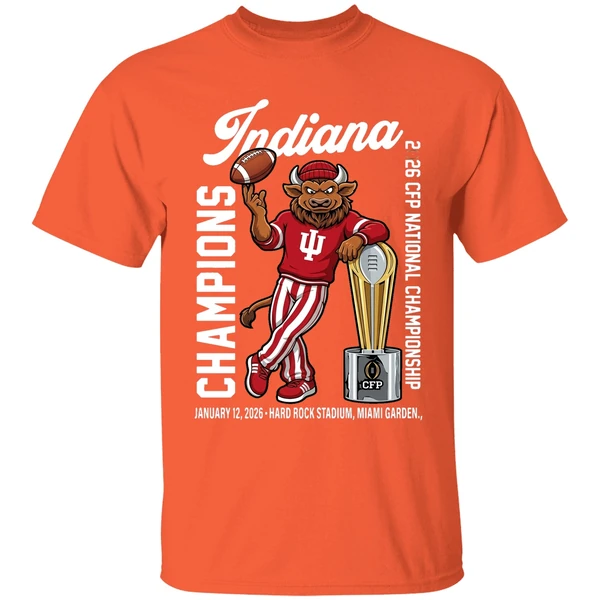 Iu Football Cfp National Champions 2026 First Time Mascot Shirt - Image 6