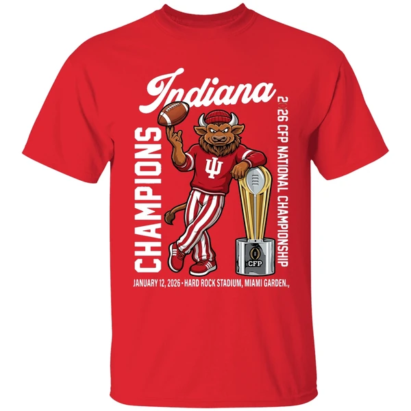 Iu Football Cfp National Champions 2026 First Time Mascot Shirt - Image 7
