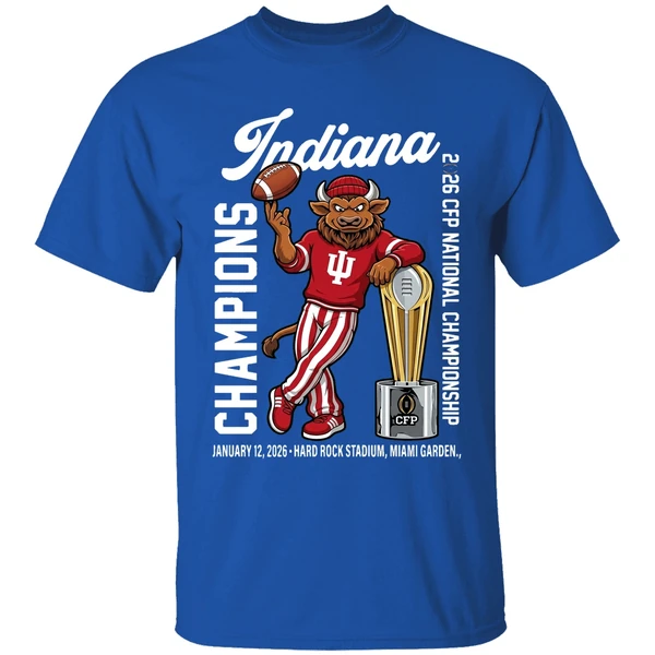 Iu Football Cfp National Champions 2026 First Time Mascot Shirt - Image 8